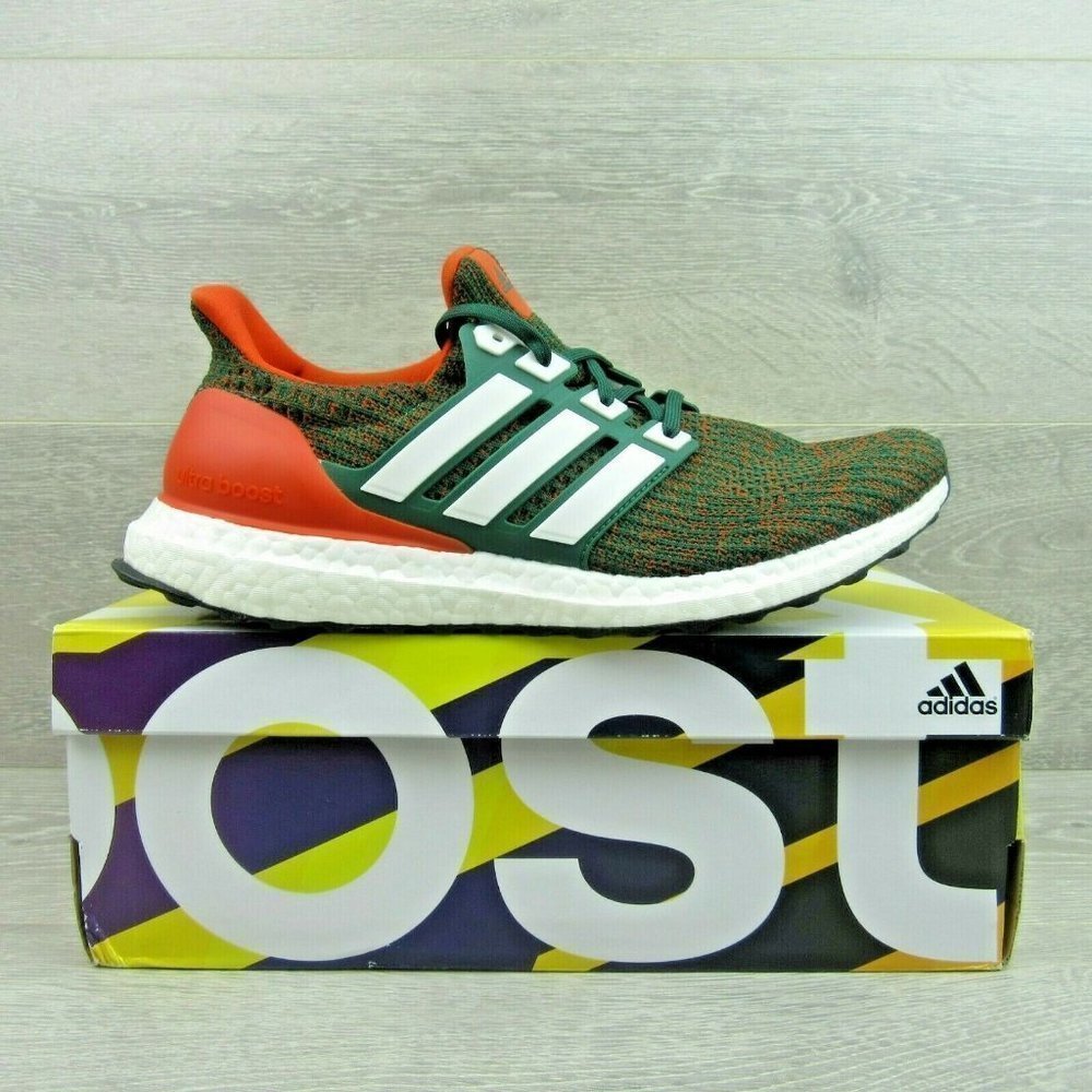 Adidas Ultraboost Miami Hurricanes Men's Gym Running Shoes NEW - Picture 2 of 8